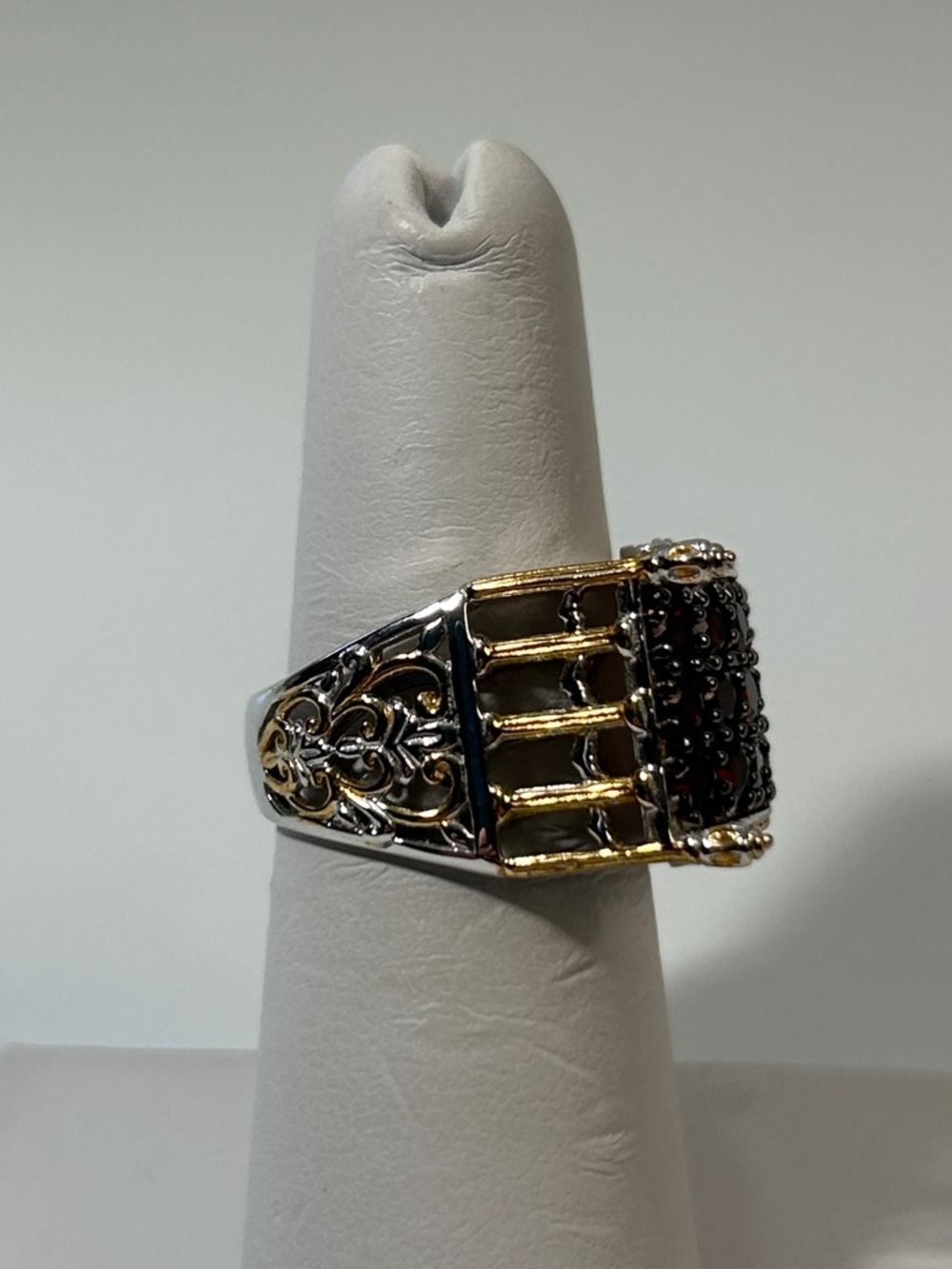 NWT Gems En Vogue Designer Palladium 14k Accent Genuine Garnet Bridge Ring - Picture 4 of 13